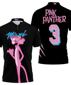 Miami Heat Pink Panther 3 2021 Collection Black Jersey Inspired Style Polo Shirt