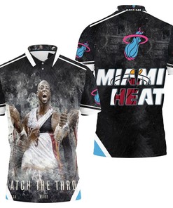 Miami Heat Watch The Throne Chris Bosh Lebron James Dwyane Wade Art For Fan Polo Shirt