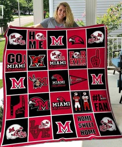 Miami Redhawks Quilt Blanket Bedding Set, Great for Bedroom Decor and Family Gifts