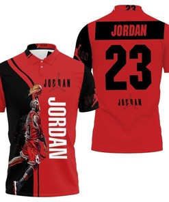 Michael Jordan 23 Chicago Bull Jump Shot Logo 3D Polo Shirt
