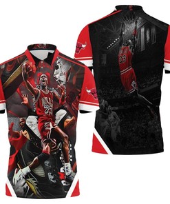 Michael Jordan 23 Chicago Bulls Dunk Shot Polo Shirt