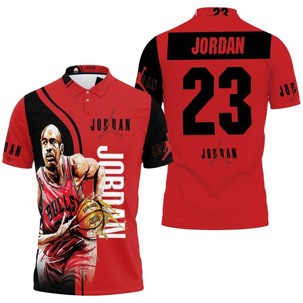 Michael Jordan 23 Chicago Bulls Running 3D Polo Shirt
