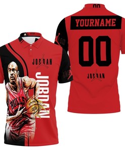 Michael Jordan 23 Chicago Bulls Running Polo Shirt