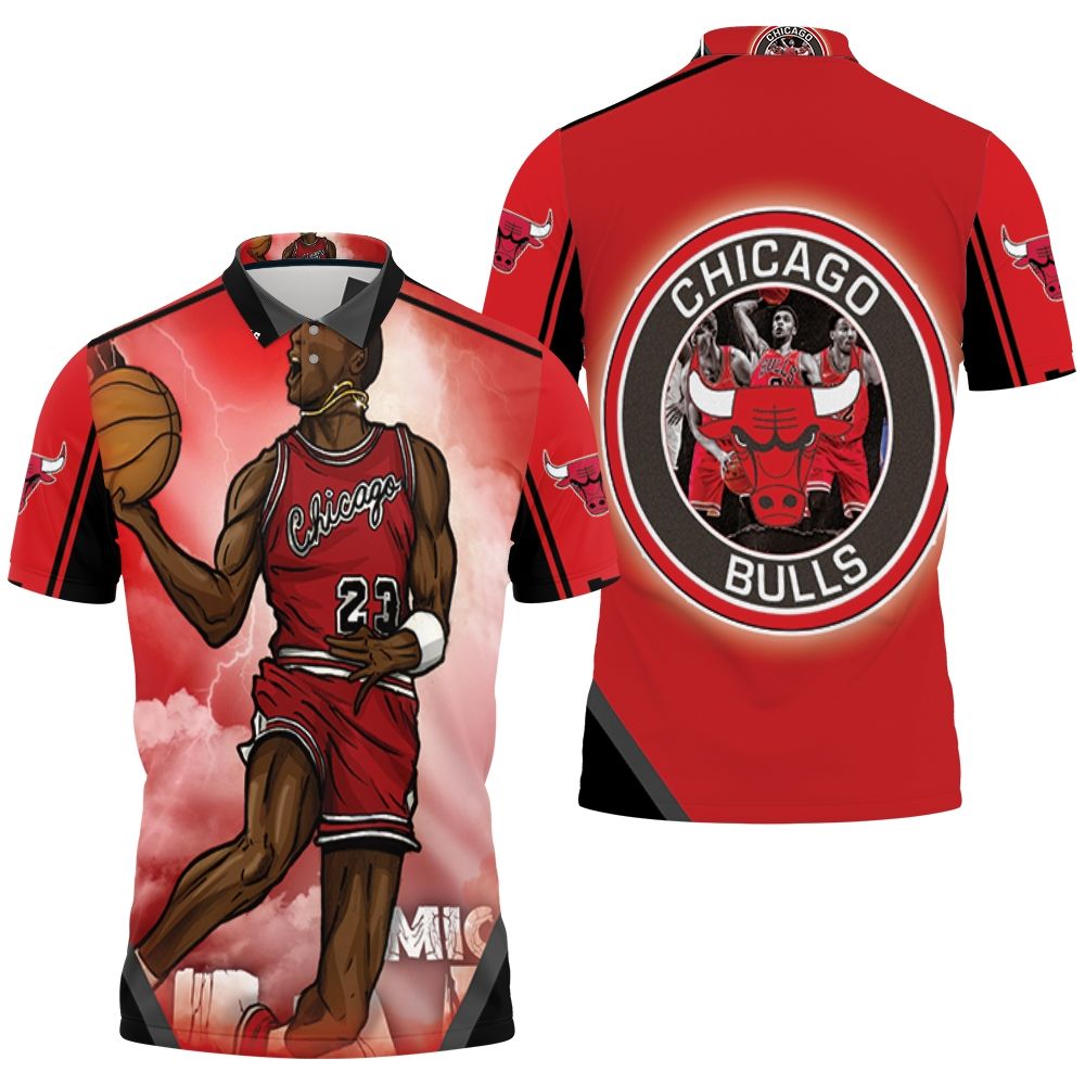 Michael Jordan Art Chicago Bulls Polo Shirt