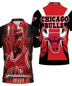 Michael Jordan Chicago Bulls 23 Fireball Polo Shirt