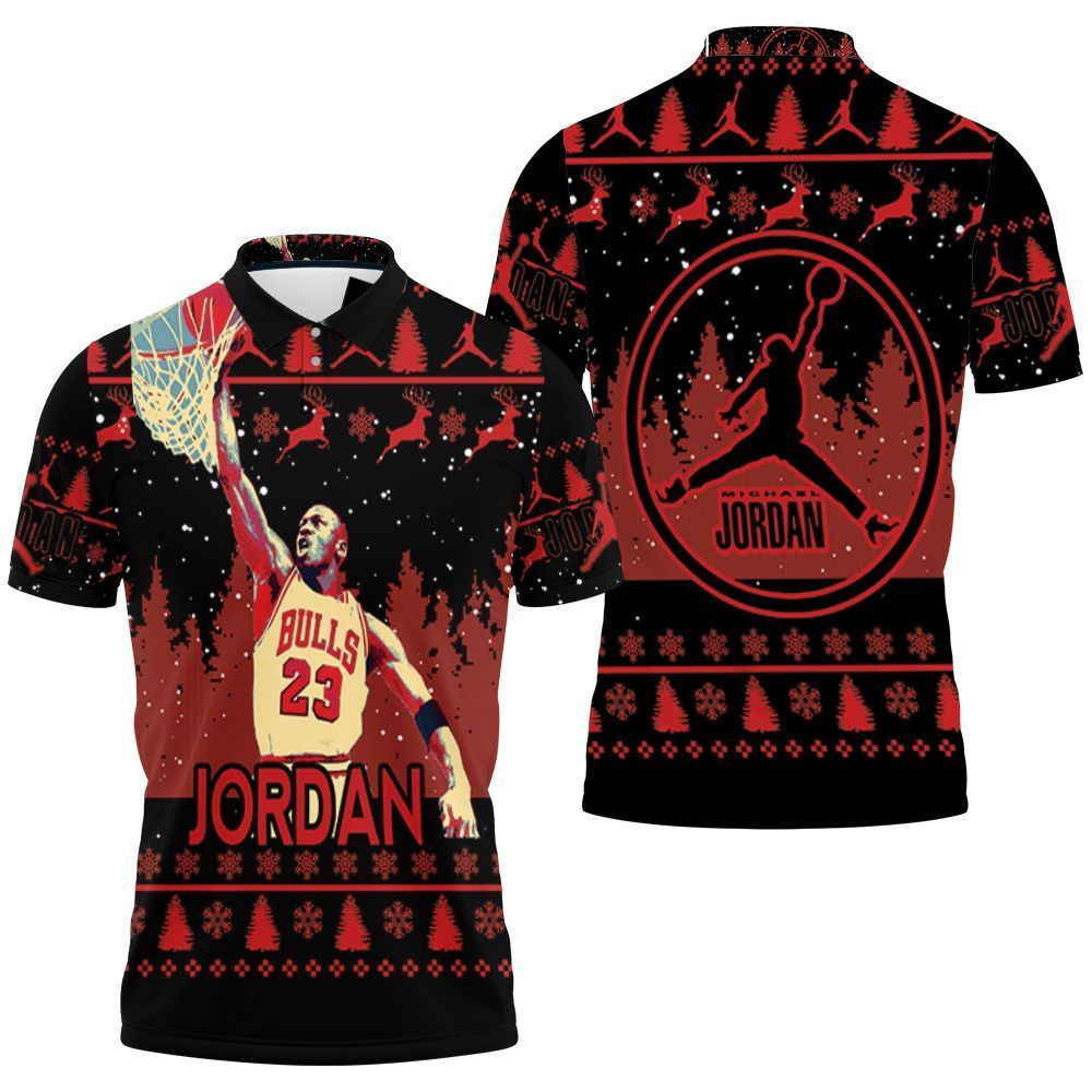 Michael Jordan Jump Shot Christmas Decor 3D Polo Shirt