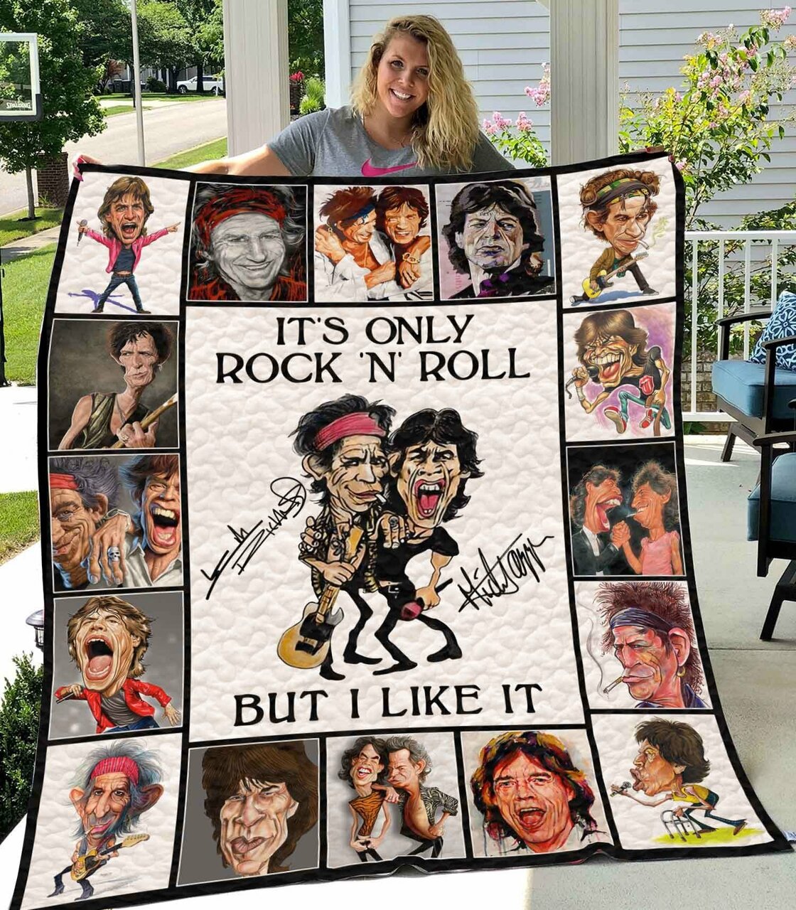 Mick Jagger And Keith Richards Quilt Bedding Set Blanket Bedroom Decor, Gifts for Family