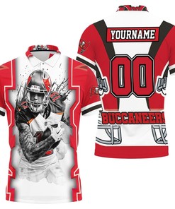 Mike Evans 13 Tampa Bay Buccaneers Nfc South Champions Super Bowl 2021 Black And White Polo Shirt