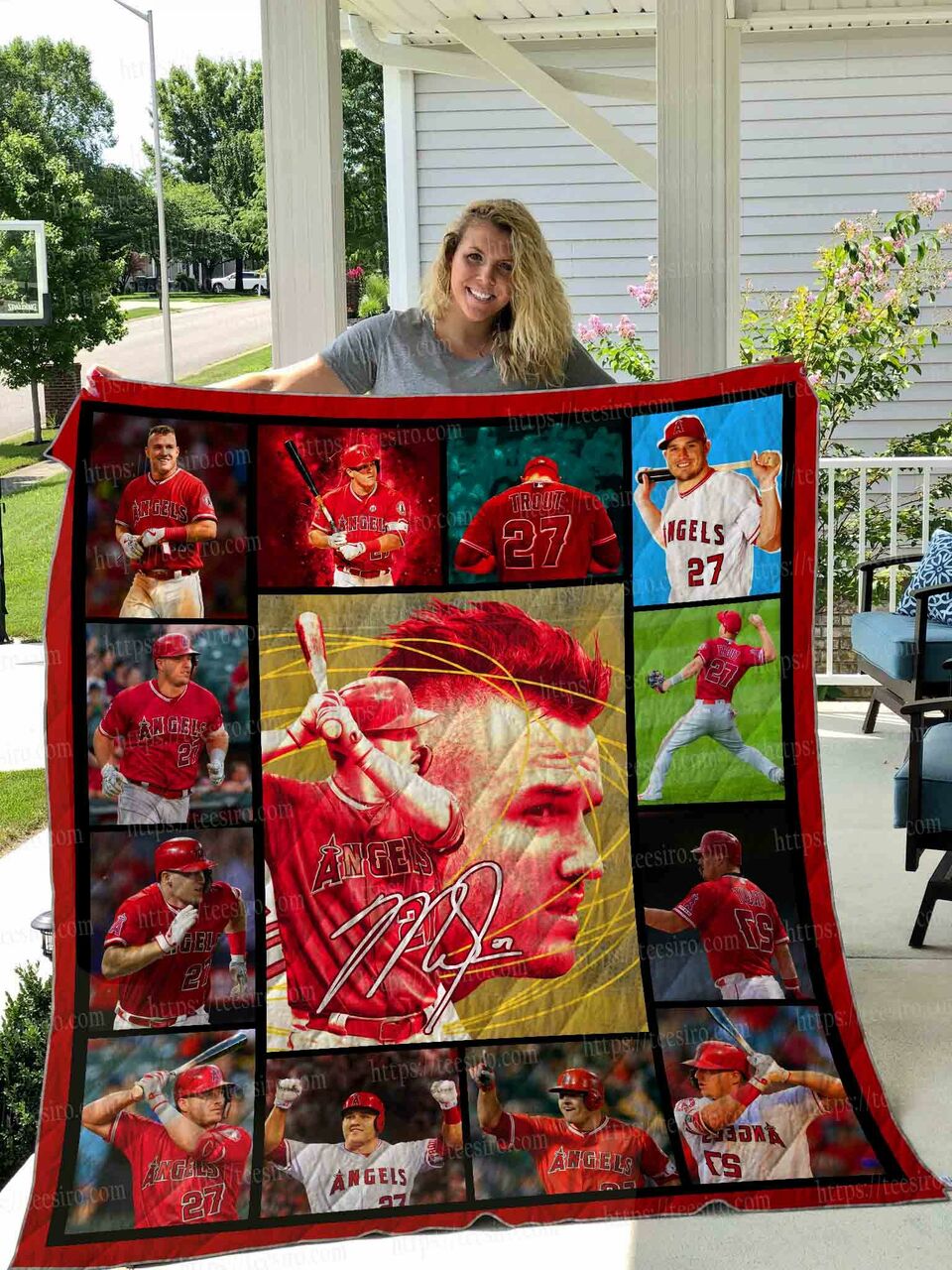 Mike Trout Personalized Quilt Blanket Bedding Set, Perfect for Bedroom Decor and Family Gifts