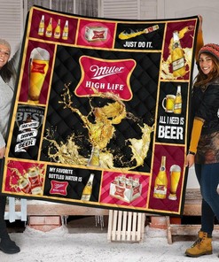 Miller High Life All I Need Is Beer Gift Idea Quilt Bedding Set Bedroom Decor, Gifts for Family