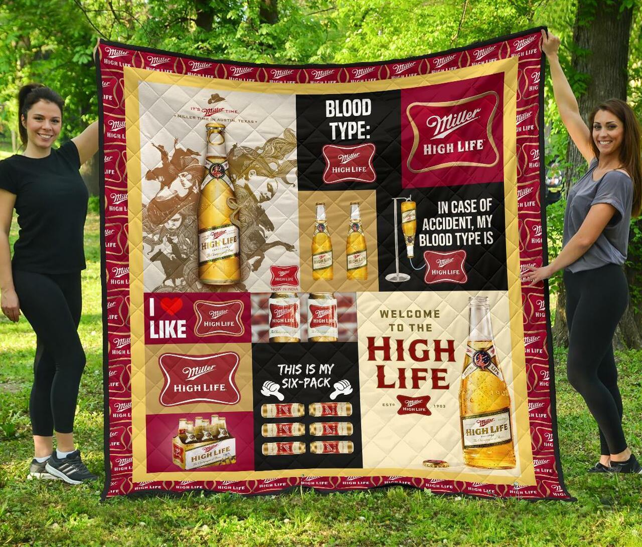 Miller High Life Funny Gift For Beer Lover Quilt Bedding Set Bedroom Decor, Gifts for Family