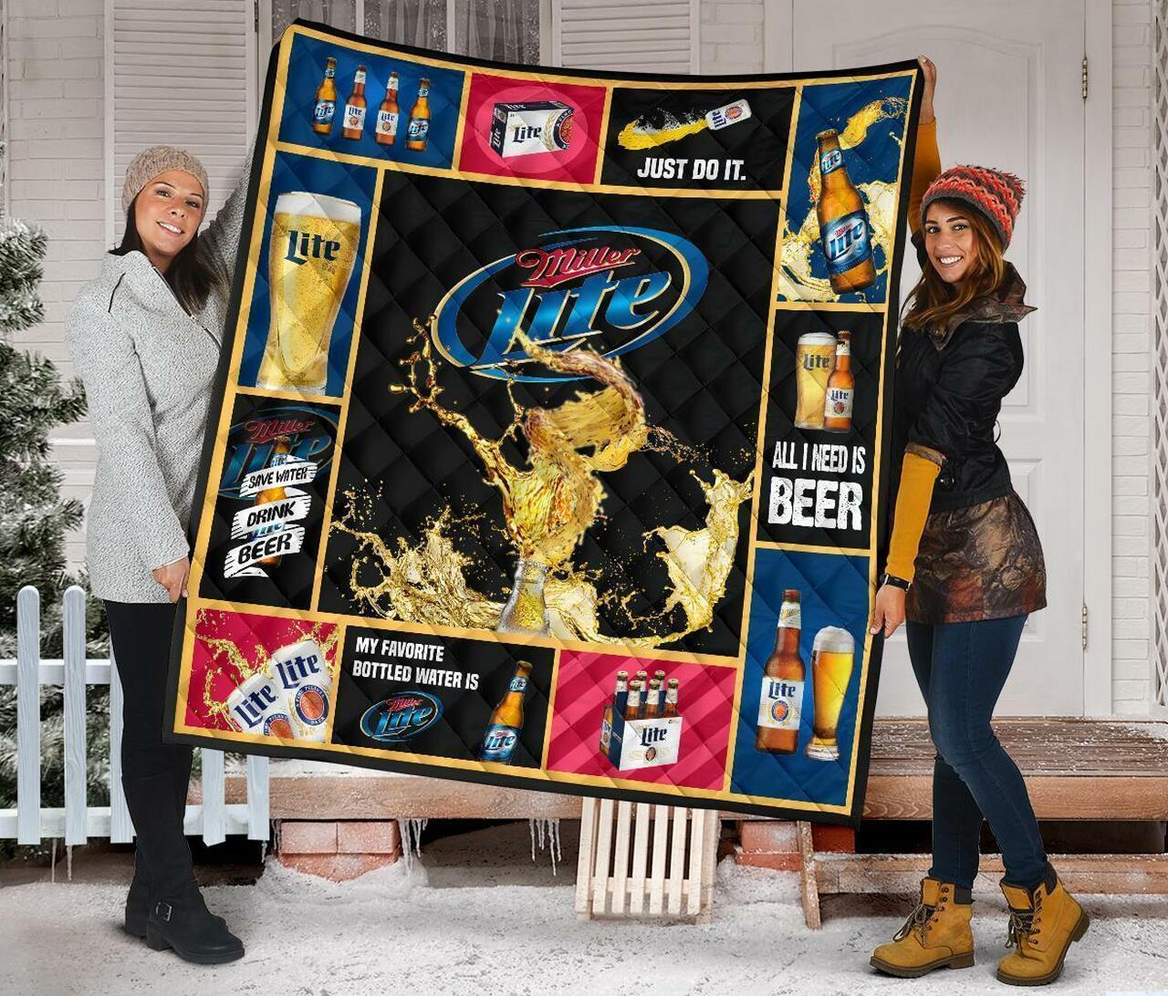 Miller Lite All I Need Is Beer Gift Idea Quilt Bedding Set Bedroom Decor, Gifts for Family