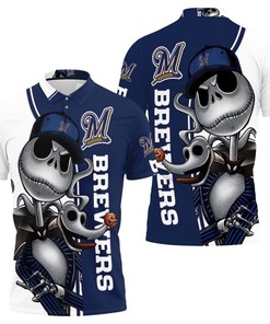 Milwaukee Brewers Jack Skellington And Zero Polo Shirt