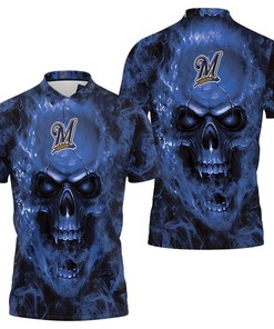 Milwaukee Brewers Mlb Fans Skull Polo Shirt
