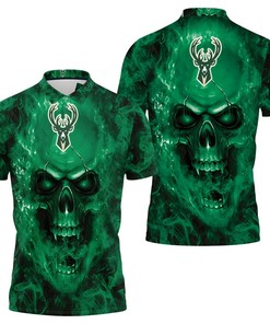 Milwaukee Bucks Nba Fans Skull Polo Shirt