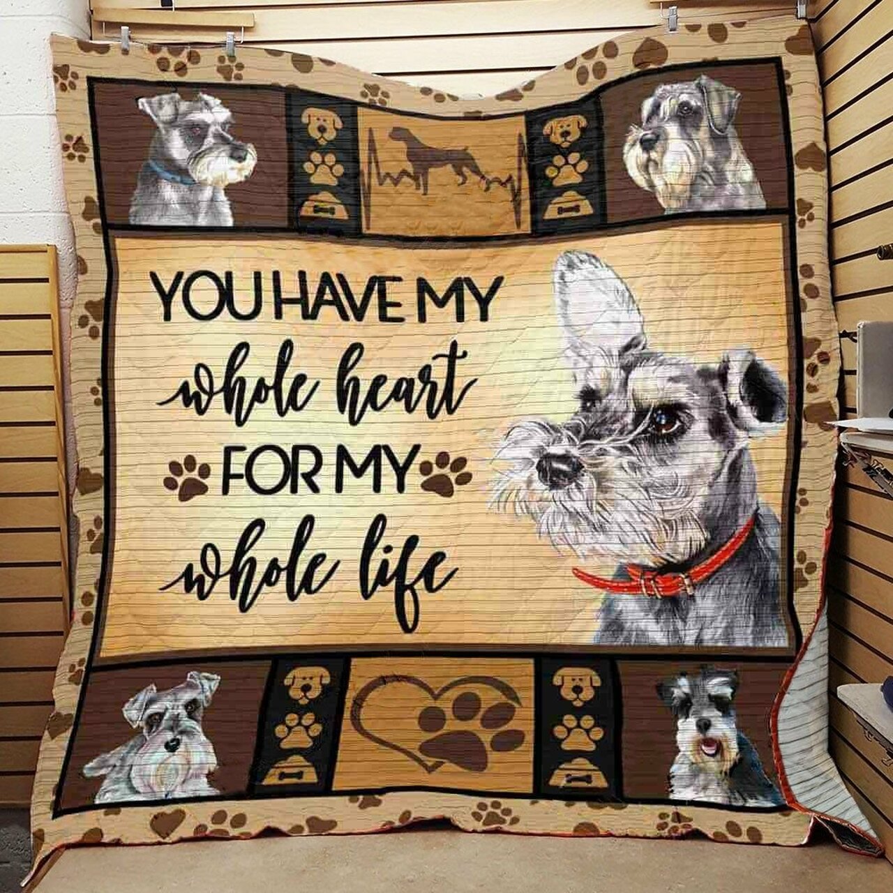 Miniature Schnauzer Dog Personalized Quilt Bedding Set Aix for Home Decoration and Family Gifts
