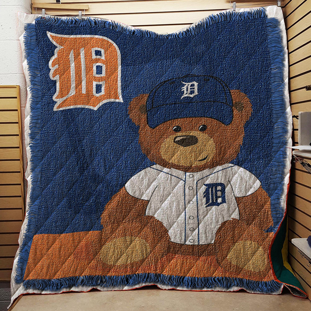Mlb Field Bear Baby Woven Jacquard Throw Quilt Bedding Set Bedroom Decor, Gifts for Family