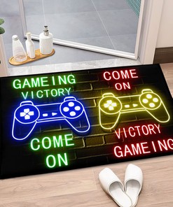 Modern Game Boys Area Rugs Living Room, Neon Gaming Pattern Floor Mat Doormats Entrance