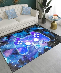 Modern Gamepad Controller Area Rug for Gaming Bedroom or Living Room, Non-Slip Polyester Carpet