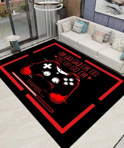 Modern Gamer Gaming Video Game Controller Art Area Rug for Living Room, Bedroom - Non-Slip, Suitable for Playing Room