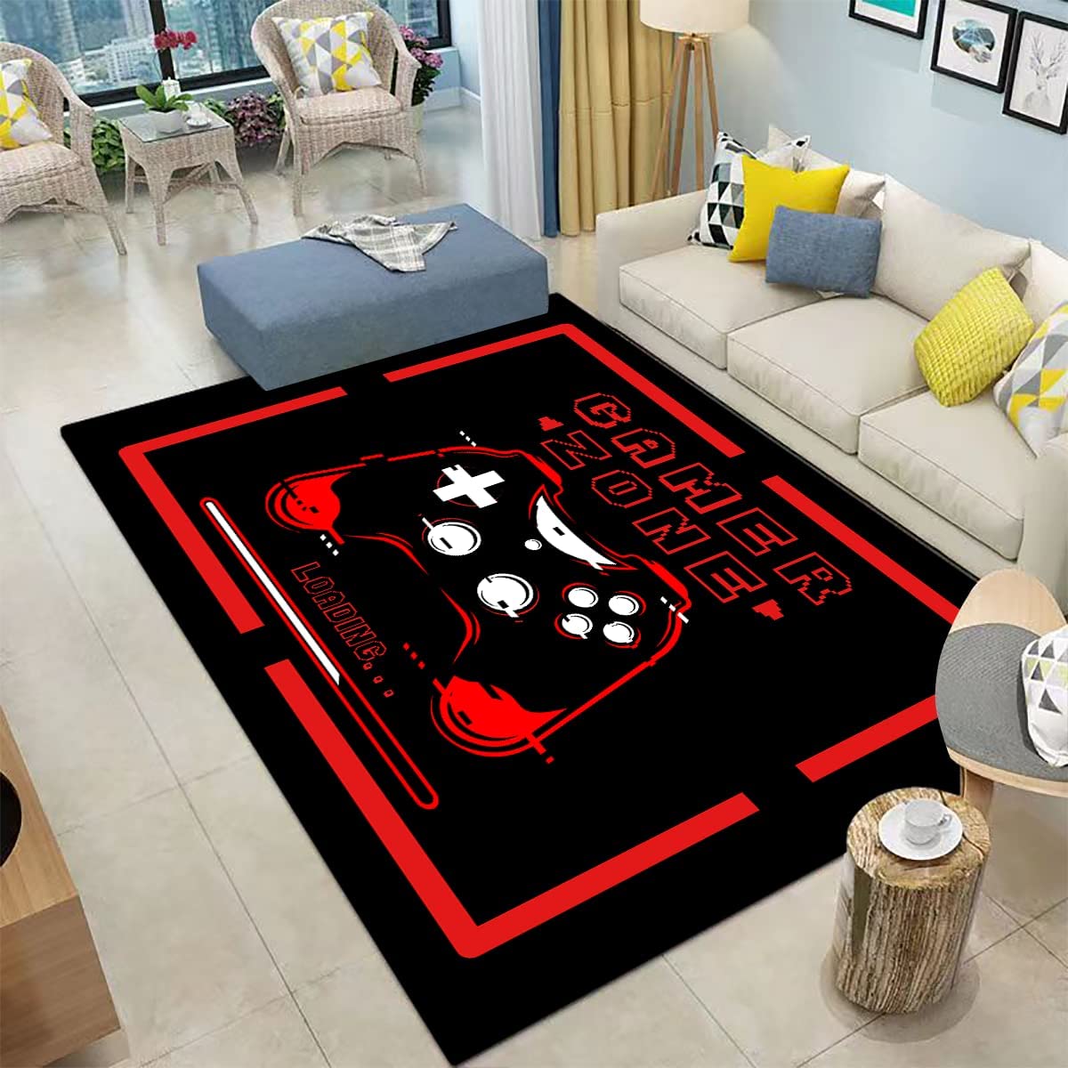 Modern Gamer Gaming Video Game Controller Art Area Rug for Living Room, Bedroom - Non-Slip, Suitable for Playing Room - Image 3