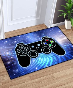 Modern Gaming Room: Future Game Theme Blue Starry Sky Gamepad Controller Printed Carpets