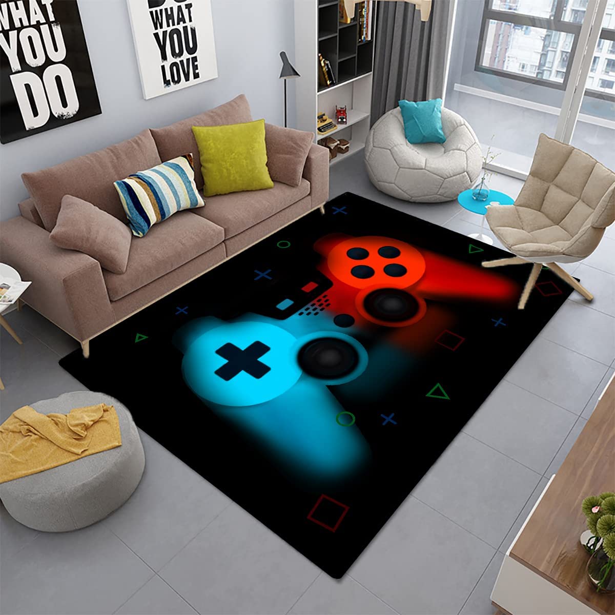 Modern Gaming Video Game Controllers Gamer Area Rug Floor Carpet Bathroom Mat for Home Decor in Leisure
