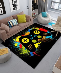 Modern Gaming Video Game Controllers Gamer Area Rug for Home Decor in Leisure, Living, Bedroom, and Gaming Room