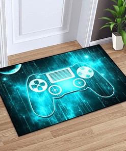 Modern Video Game Area Rugs Boys: 3D Printed Gamer Rugs with Gamepad Controller Design Teen Boys' Playroom