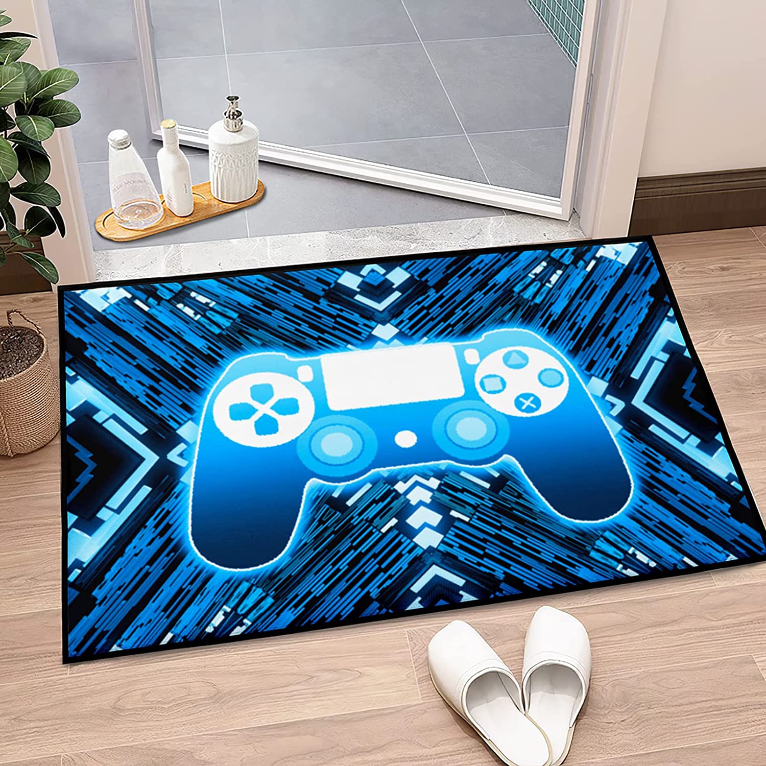 Modern Video Game Controller Pattern Area Rugs - Personalized Gamer Rug for Bedroom or Game Room Themed Area Rugs