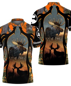 Moose Hunting Camo Polo Shirt