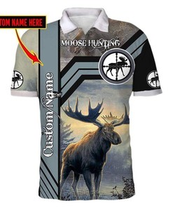 Moose Hunting Custom Name Polo Shirt