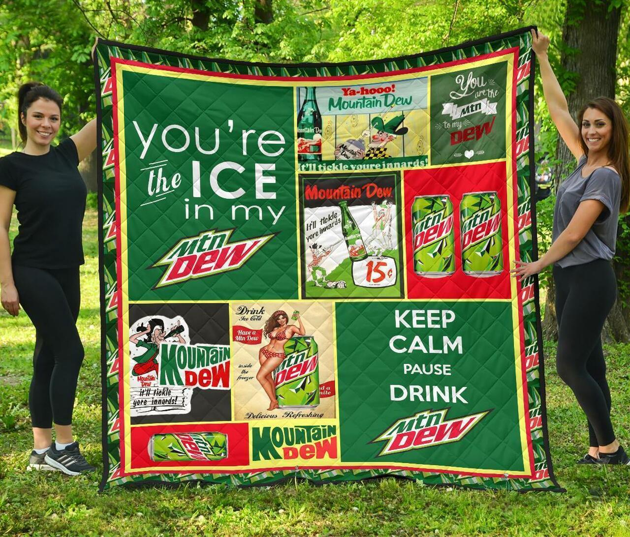 Mountain Dew Soft Drink Lover Quilt Blanket Bedding Set for Picnic Hobbyists