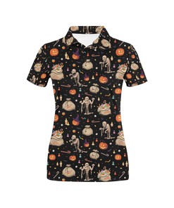 Mummy Halloween Print Design Women's Polo Shirt