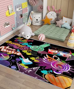 Music Lover's 3D Printed Guitar Rug for Home Decor - Non-Slip Comfy Floor Mat - Rectangle Area Rugs