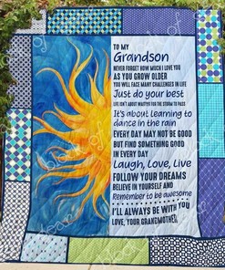 My Grandson I Love You Blanket Quilt Bedding Set Bedroom Decor, Gifts for Family