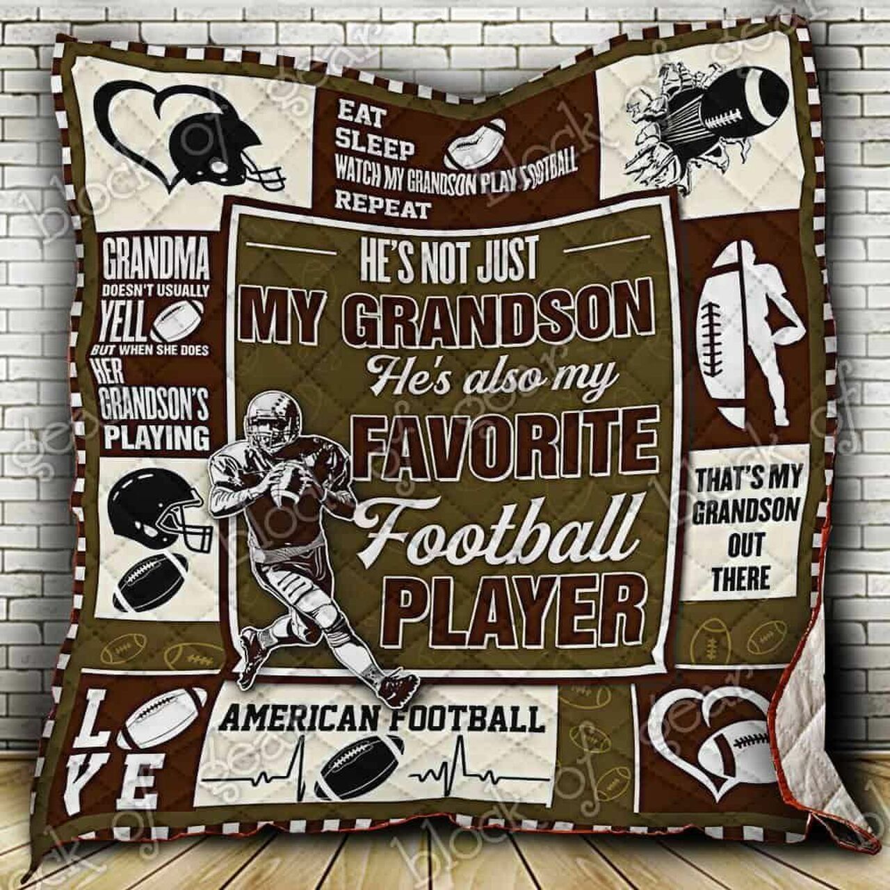 My Grandson My Favorite Football Player Jk Quilt Bedding Set Bedroom Decor, Gifts for Family