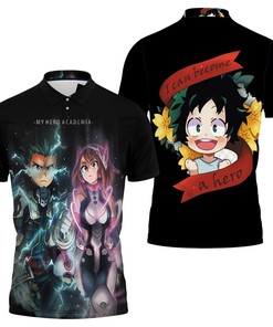 My Hero Academia Ochako Uraraka Midoriya Izuku In Fighting Suits Thunder For Fan Polo Shirt