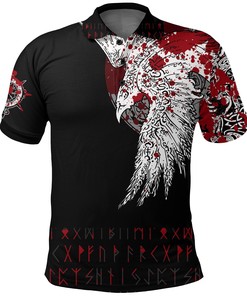 Mystical Raven Tattoo Style Blood Viking Polo Shirt