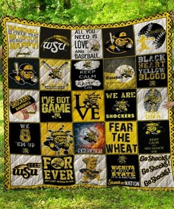 NCAA Wichita State Shockers Quilt Blanket Bedding Set with Custom Name, Perfect for Sports Fans and Family Gifts