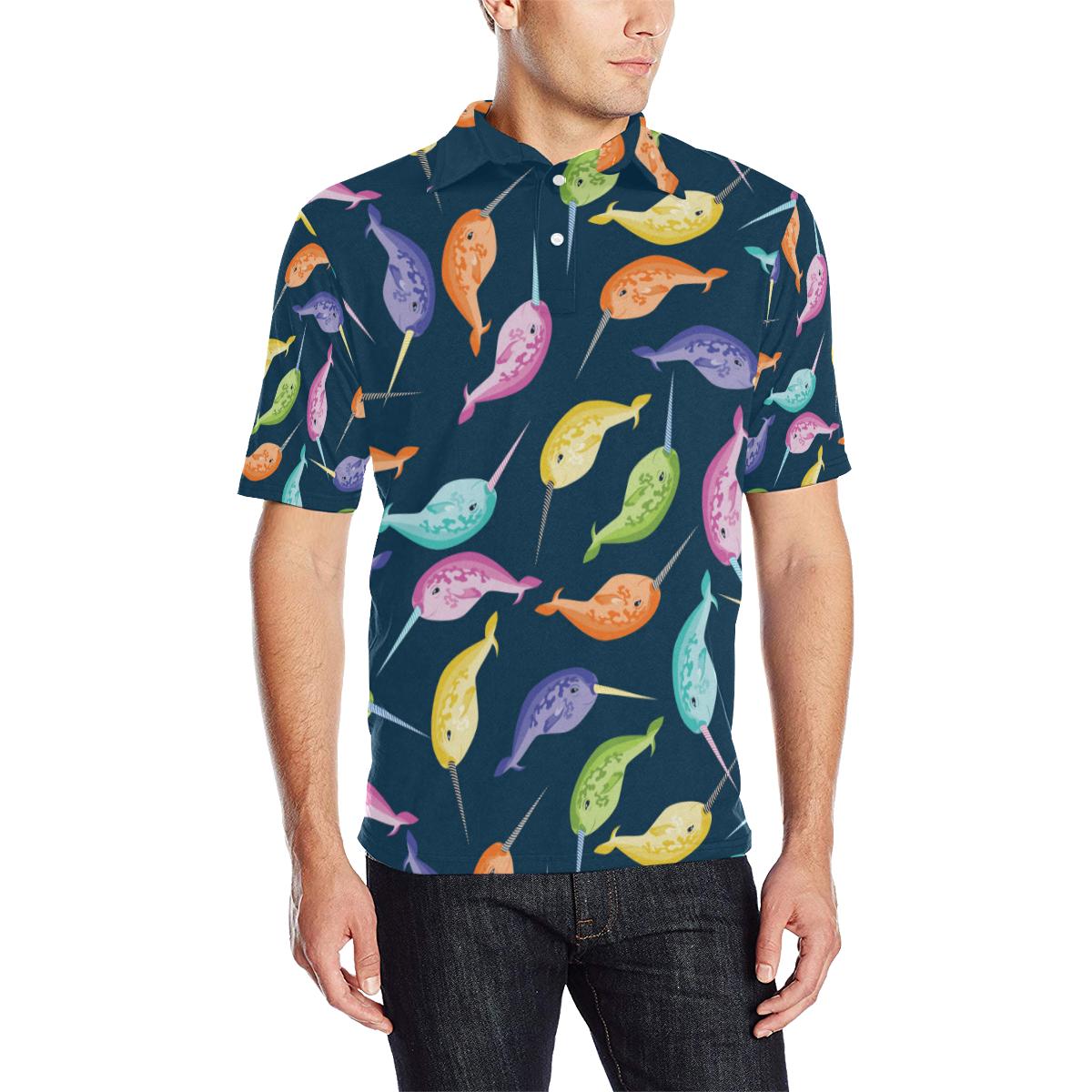 Narwhal Colorful Pattern Print Design 03 Men Polo Shirt