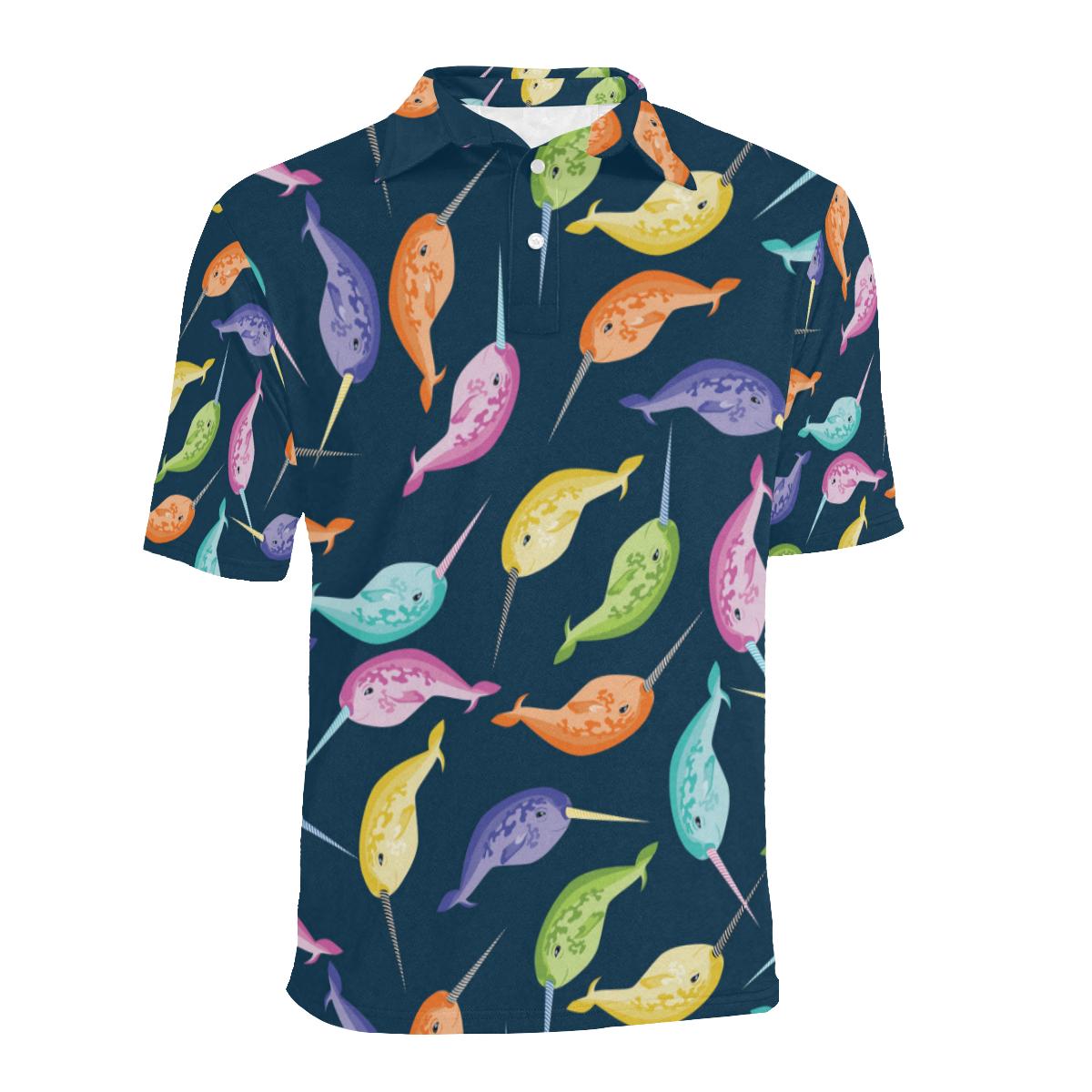 Narwhal Colorful Pattern Print Design 03 Men Polo Shirt - Image 2