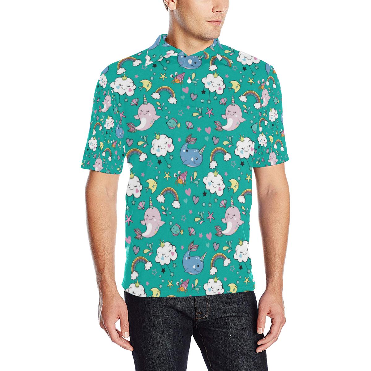 Narwhal Pattern Print Design 04 Men Polo Shirt
