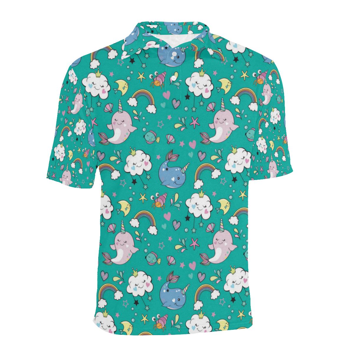 Narwhal Pattern Print Design 04 Men Polo Shirt - Image 2