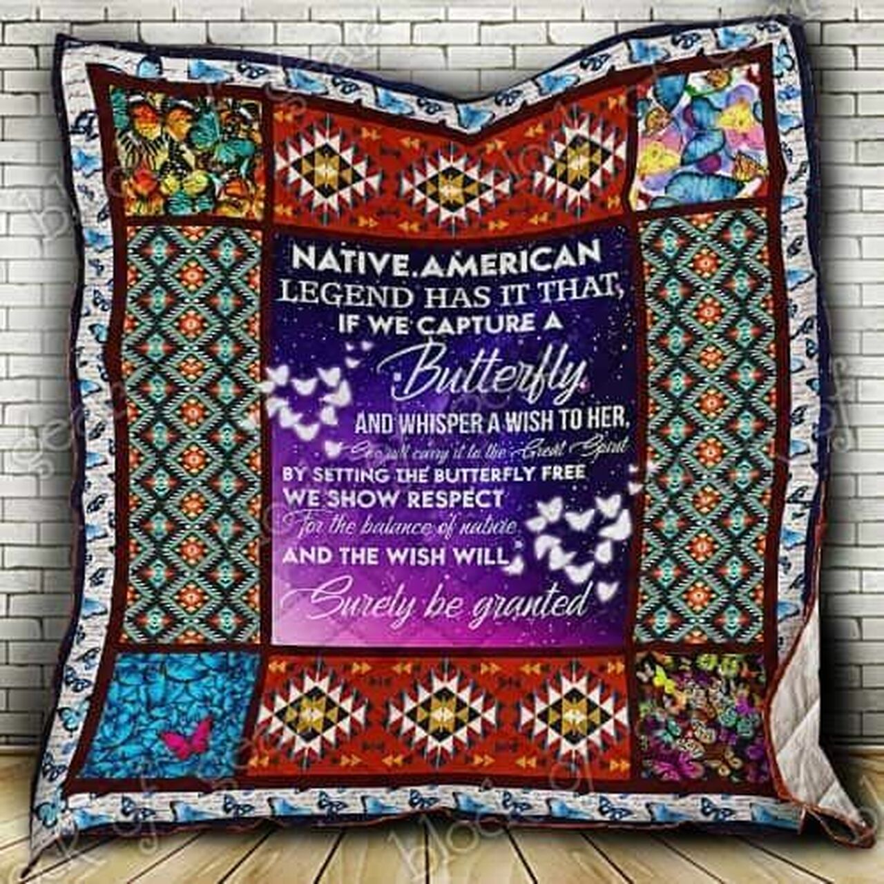 Native American Butterfly Quilt Bedding Set - Perfect for Bedroom Decor and Family Gifts