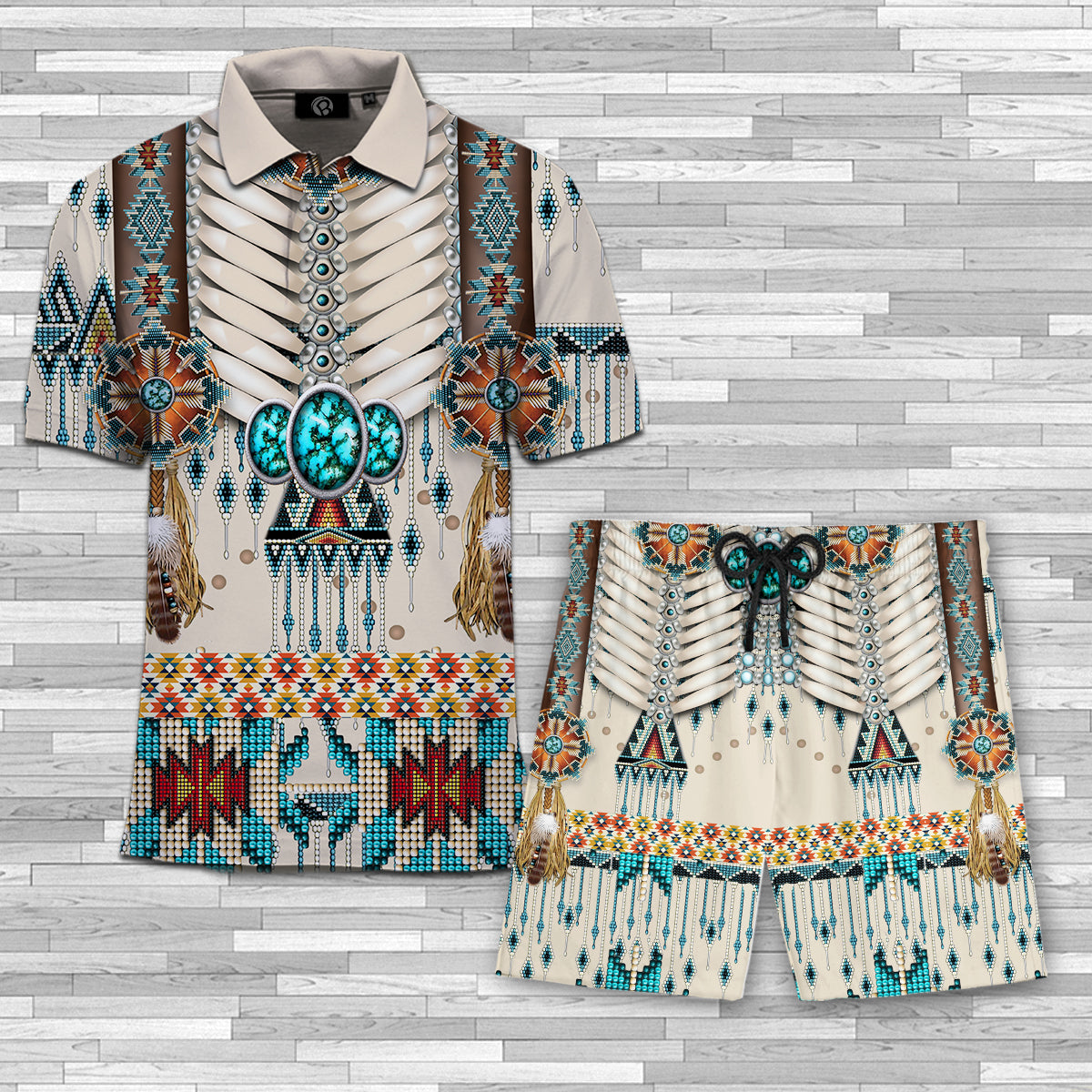 Native American Pattern Polo Shirt And Beach Short All Over Print