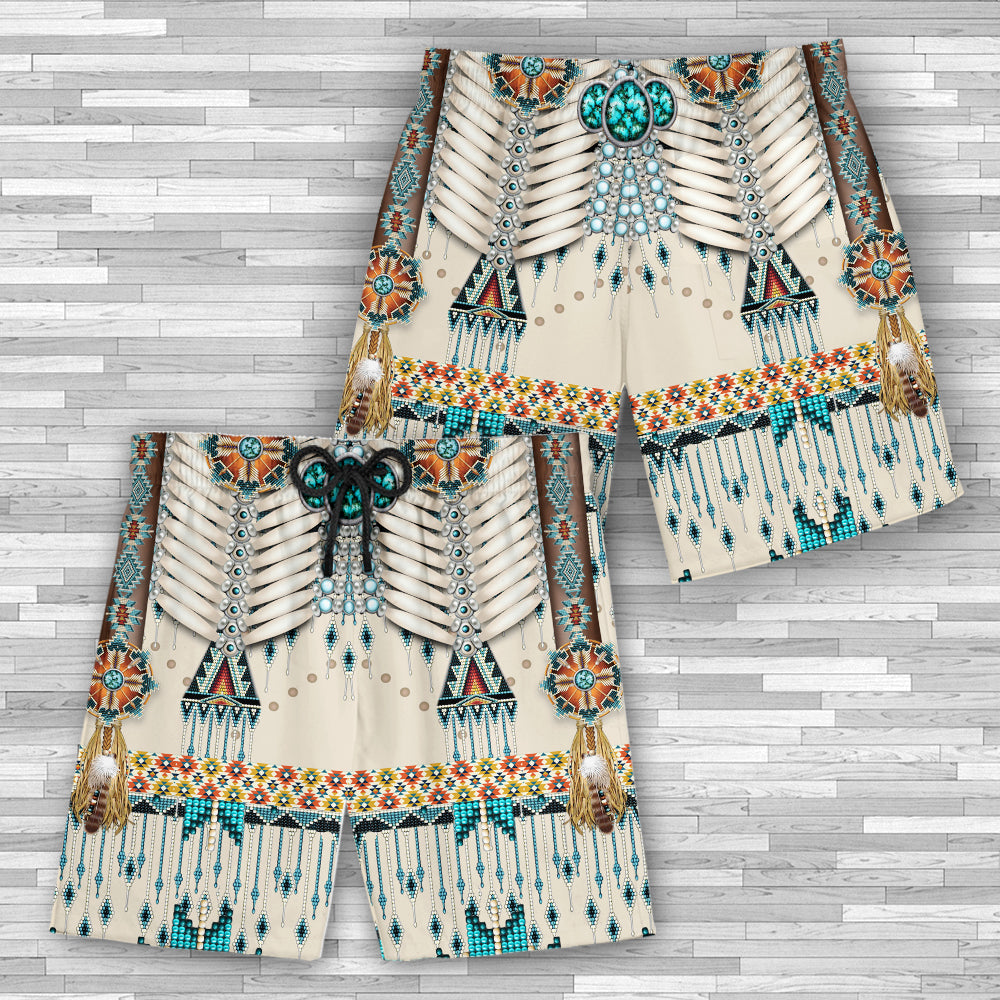 Native American Pattern Polo Shirt And Beach Short All Over Print - Image 2