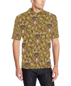 Native Indian Buffalo Head Men Polo Shirt