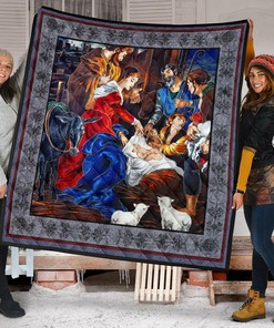 Nativity Christmas Scene Xmas Gift Idea Quilt Bedding Set Bedroom Decor, Gifts for Family