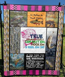Nature-Loving Trout Fishing Quilt Bedding Set Blanket - Great for Family Gifts and Home Decor